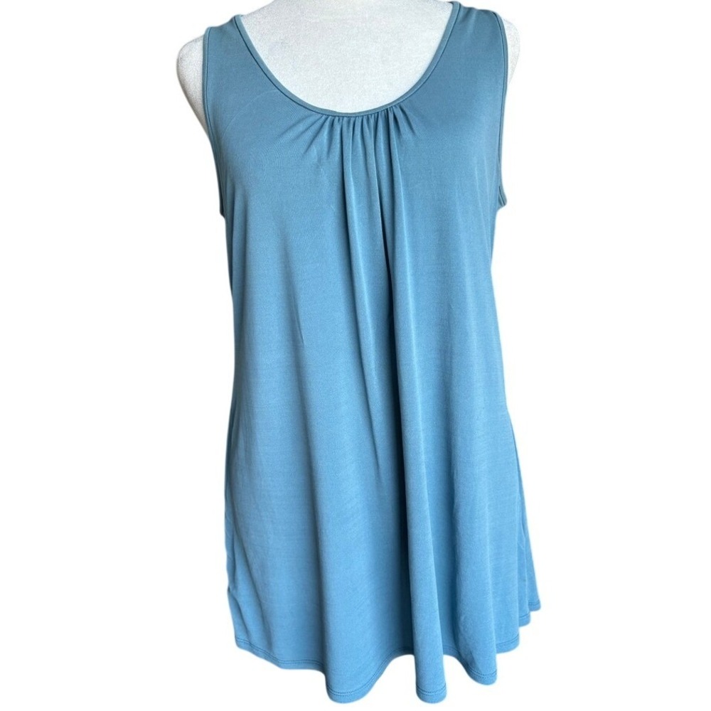Eileen Fisher Tank Top Small Blue Silk‎ Tunic Scoop Neck Sleeveless Shell